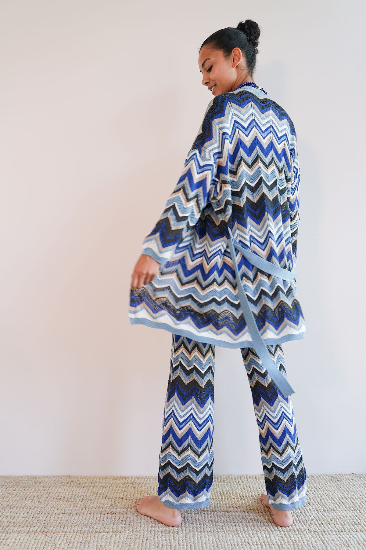 Zickzack Strickcardigan mit Lurex