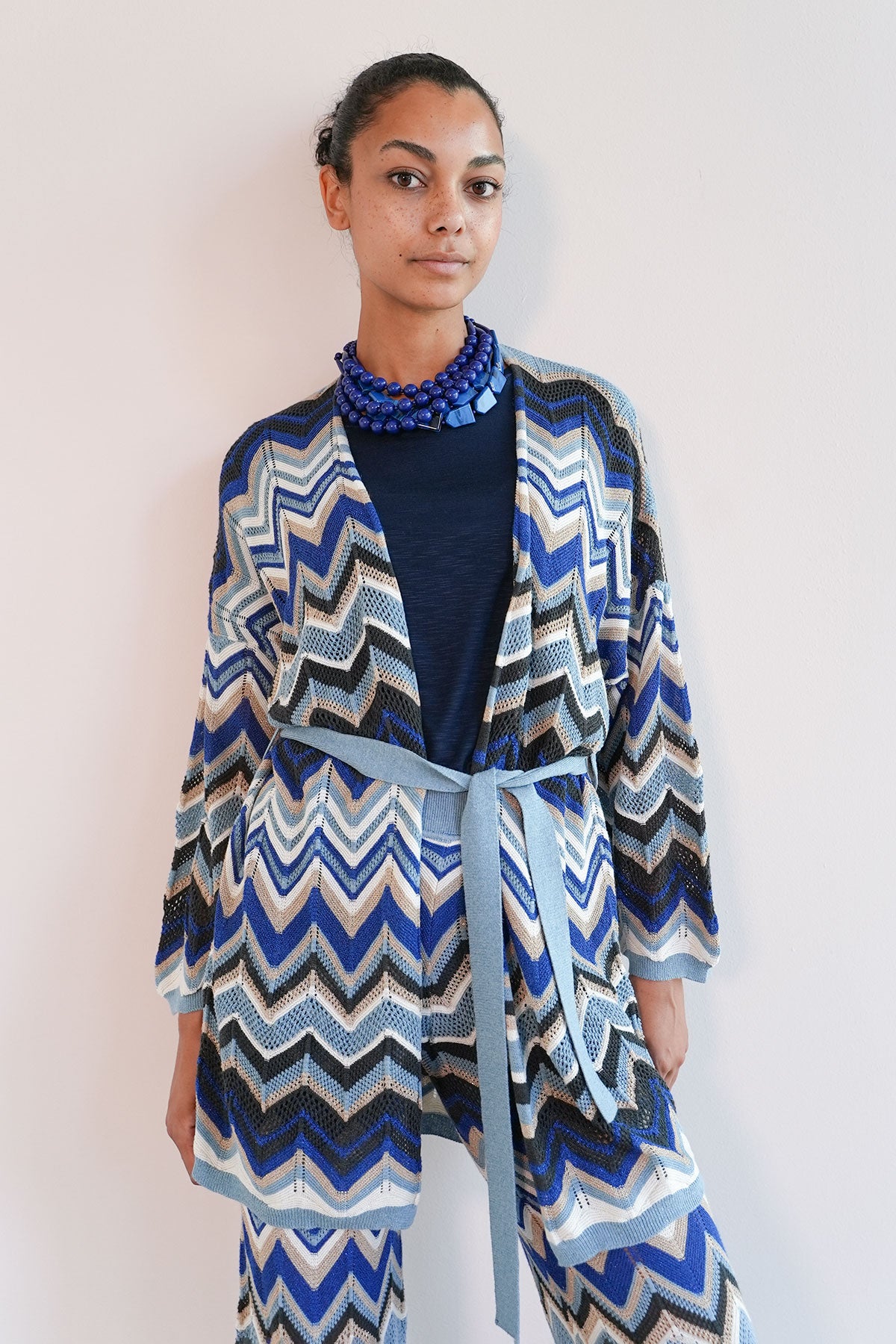 Zickzack Strickcardigan mit Lurex