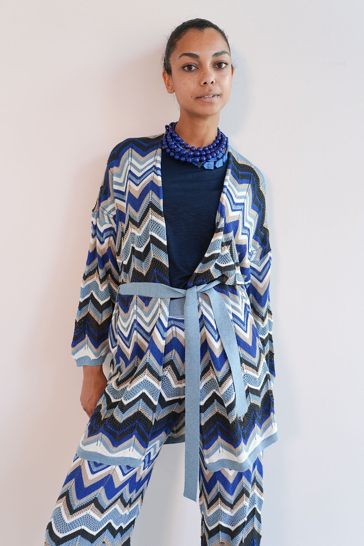 Zickzack Strickcardigan mit Lurex