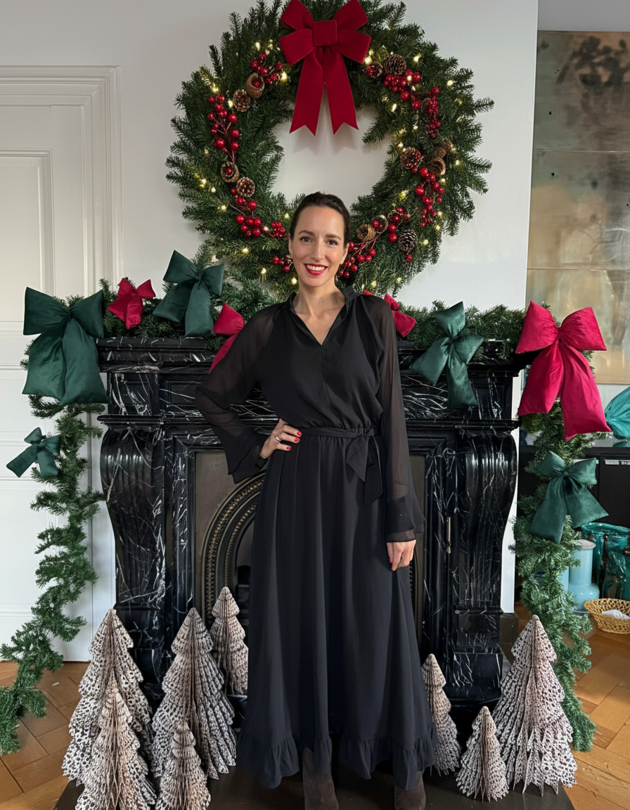 Maxi Stufenkleid Schwarz