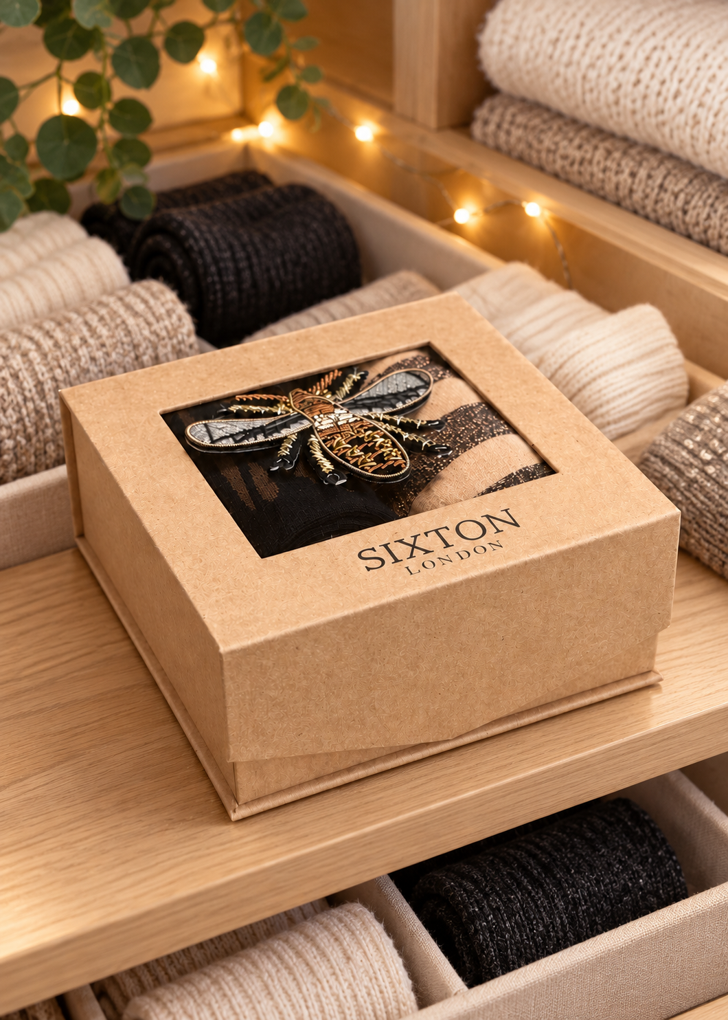 2er-Set Socken 'Biene' Beige-Braun