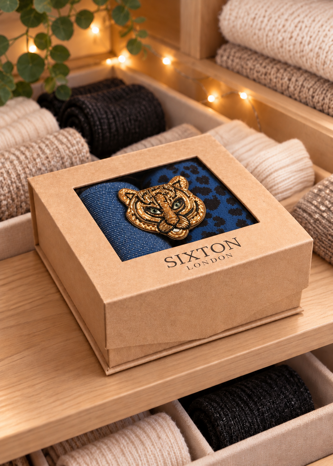 2er-Set Socken 'Tiger' Blau-Schwarz