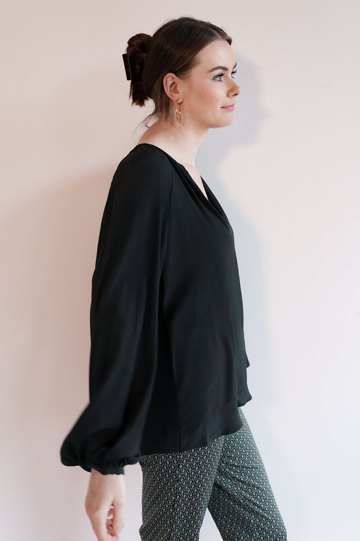 Edle Ballonarm-Bluse aus Seidenmix