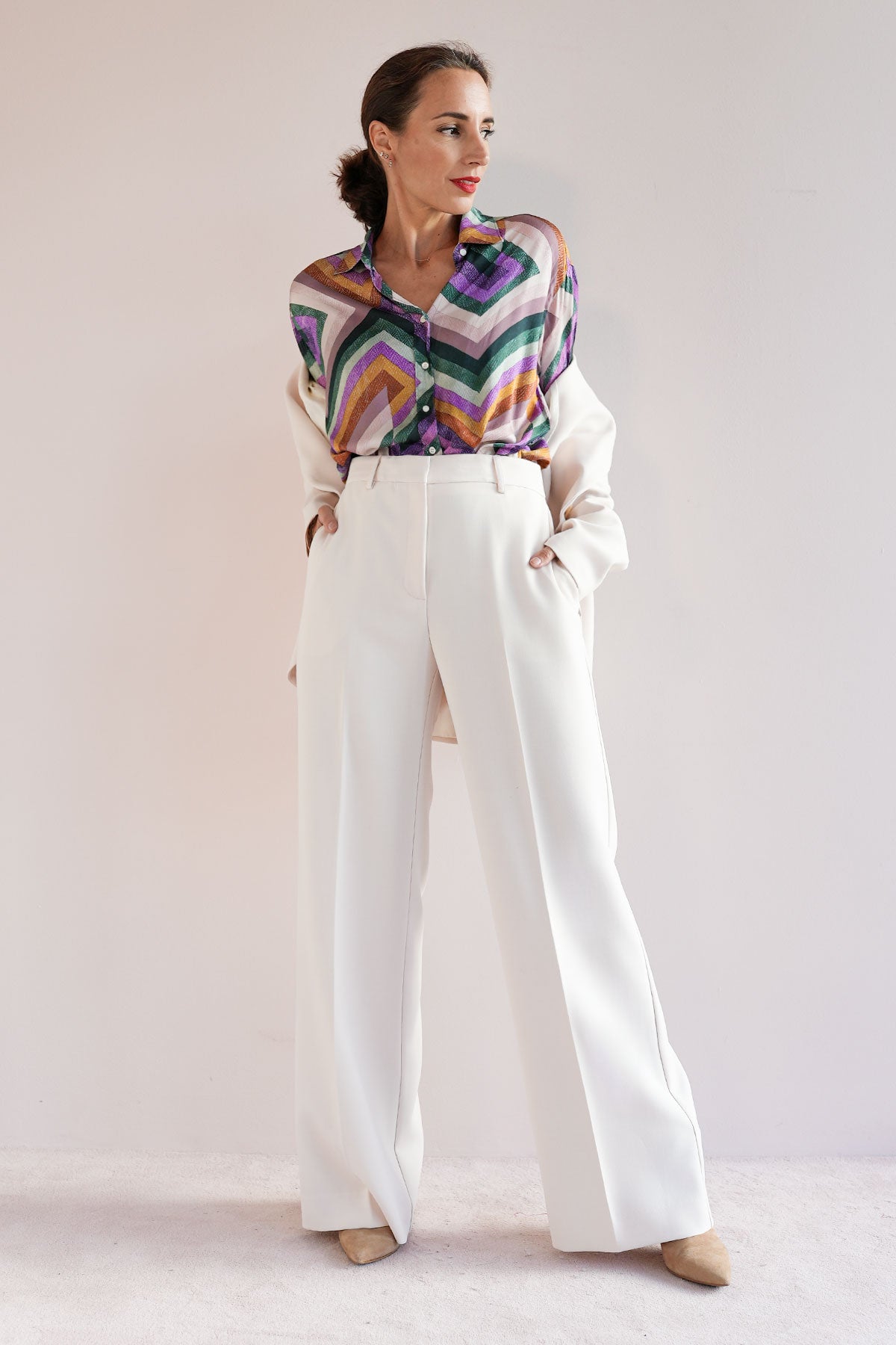 Elegante Hose mit weitem Bein aus Viskose Mix
