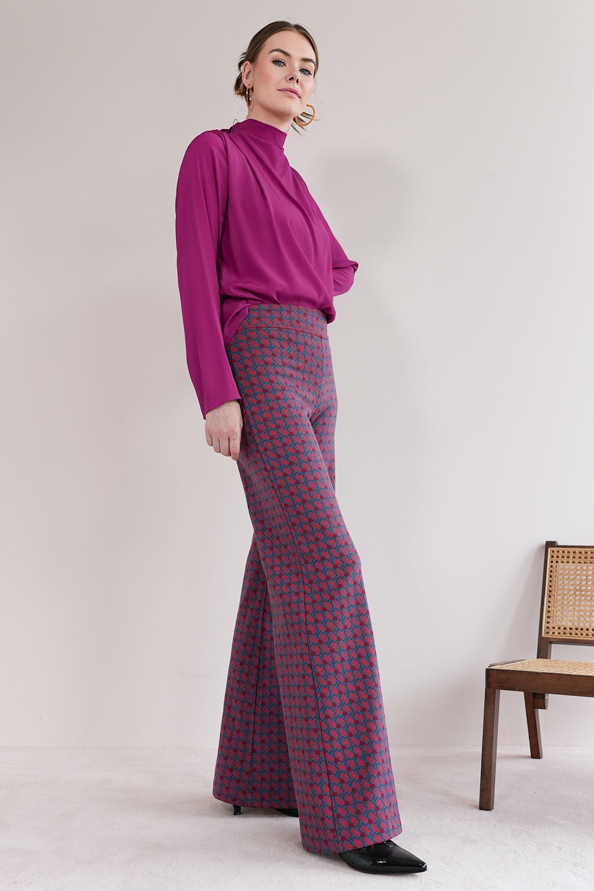 Schlaghose aus Jacquard Jersey