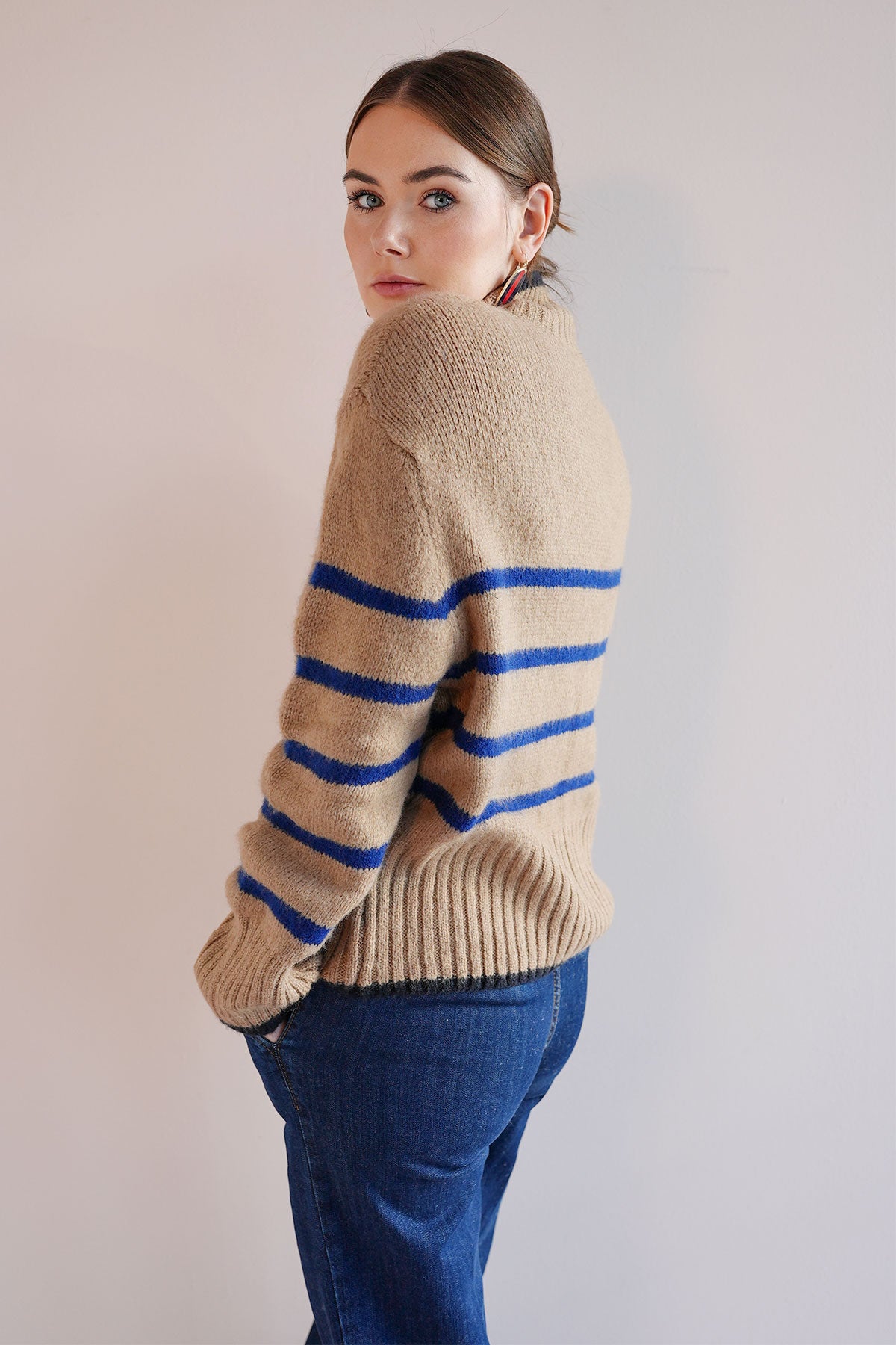 Gestreifter Pullover Camel