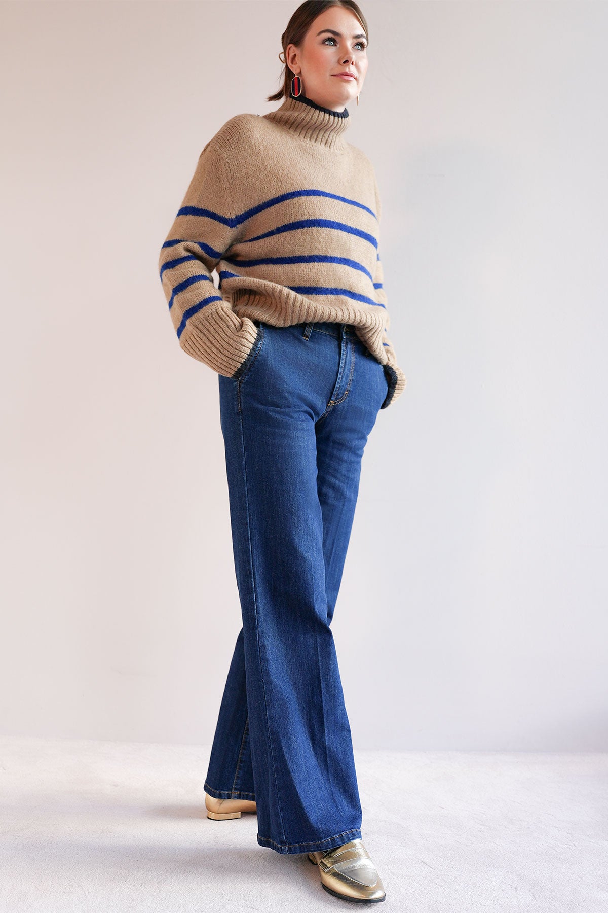 Gestreifter Pullover Camel