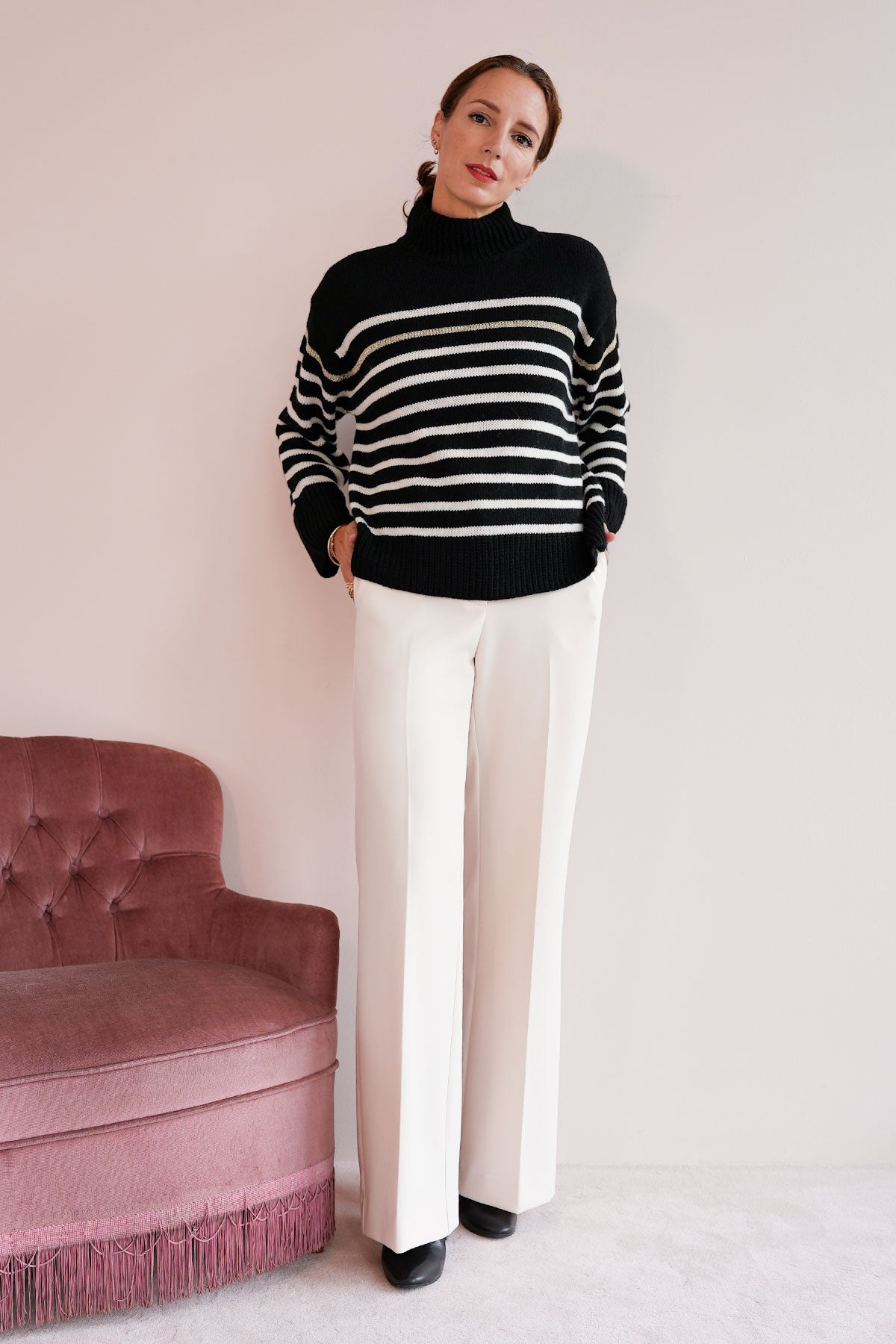 Elegante Hose mit weitem Bein aus Viskose Mix