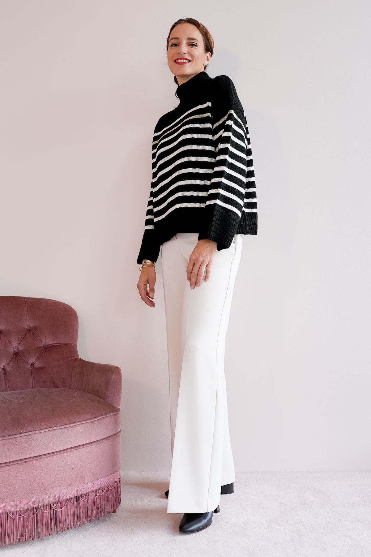 Elegante Hose mit weitem Bein aus Viskose Mix