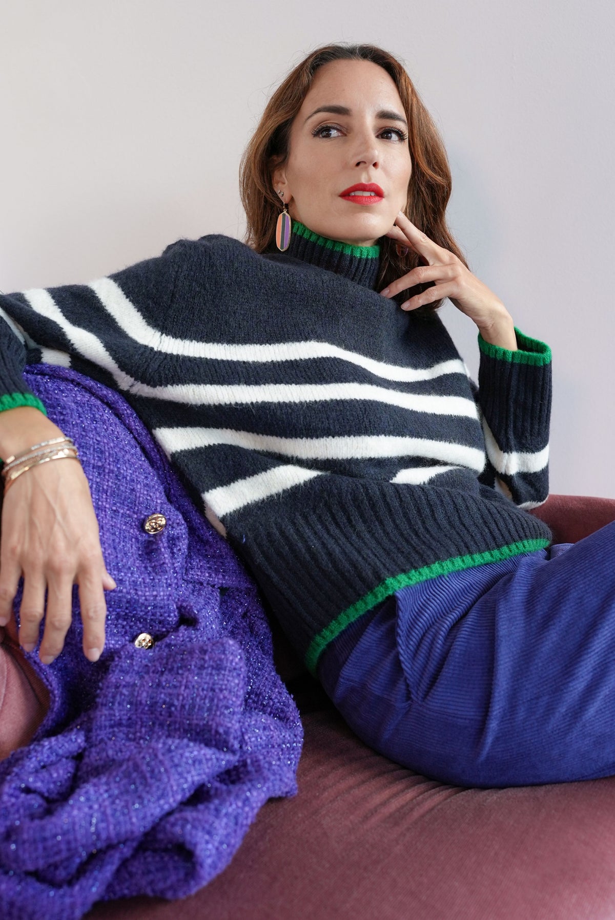 Gestreifter Pullover Navy