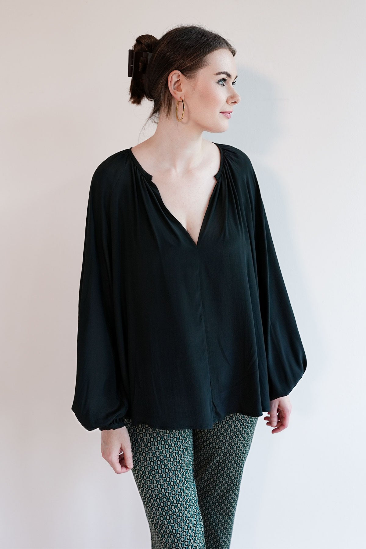 Edle Ballonarm-Bluse aus Seidenmix