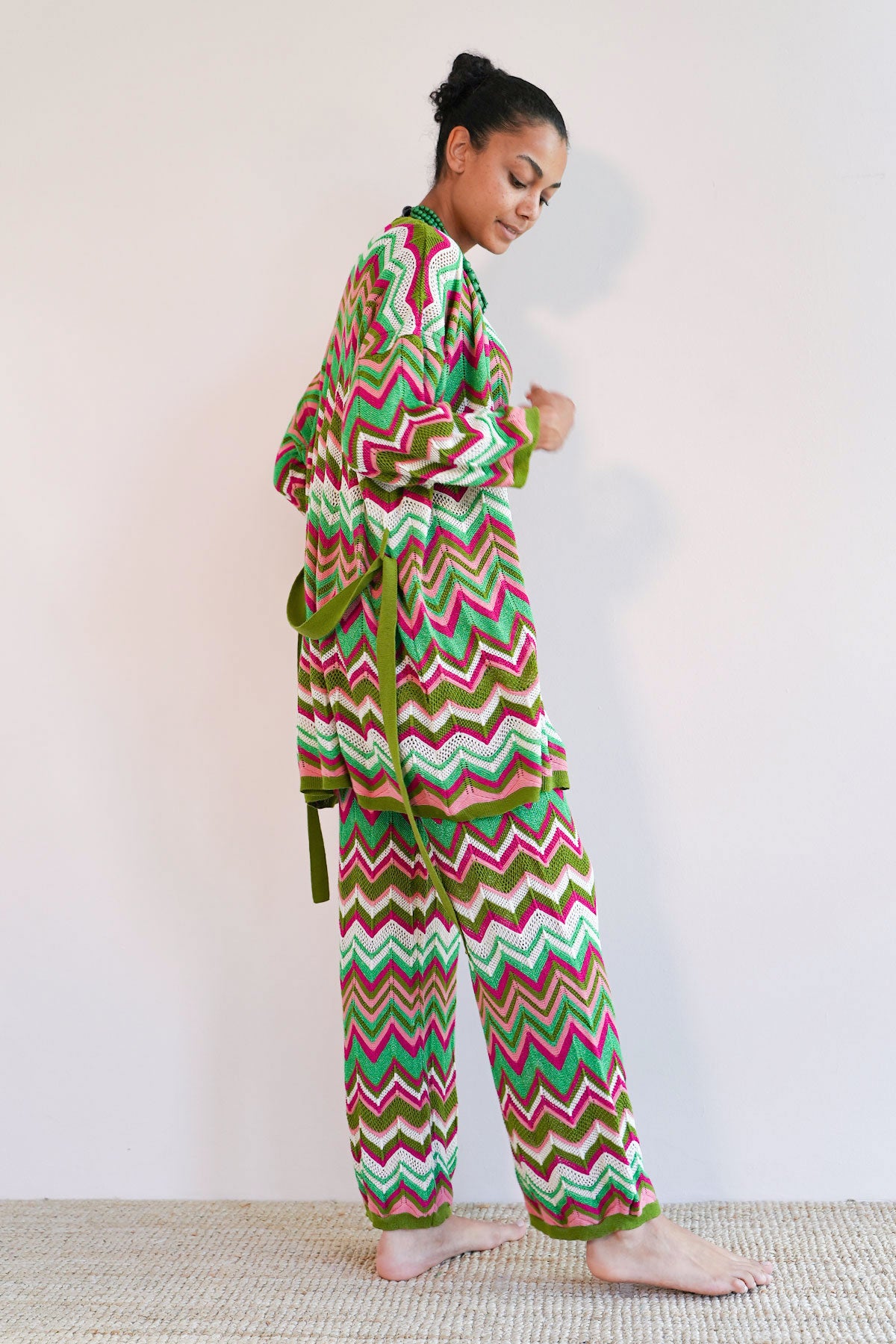 Zickzack Strickcardigan mit Lurex