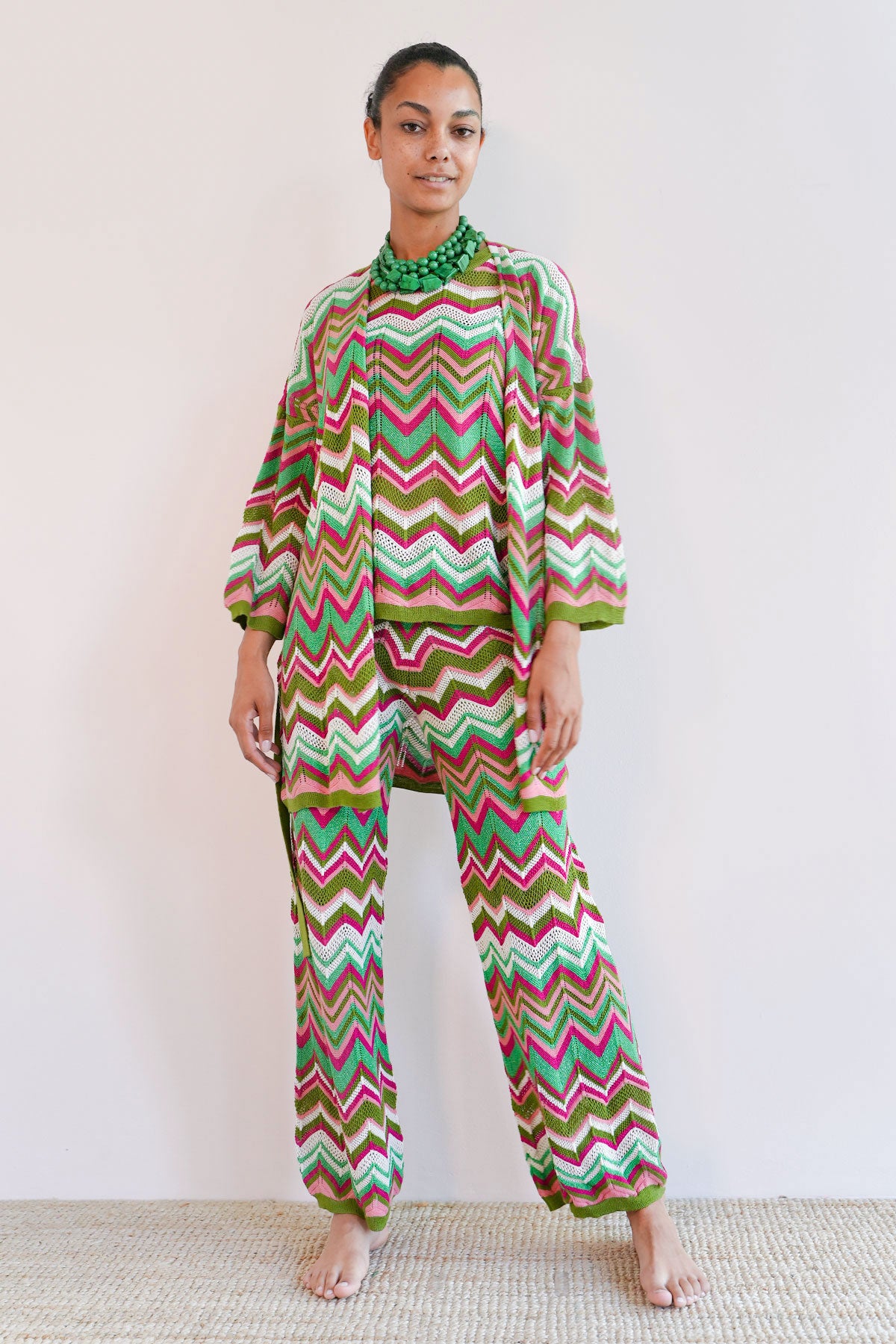 Zickzack Strickcardigan mit Lurex