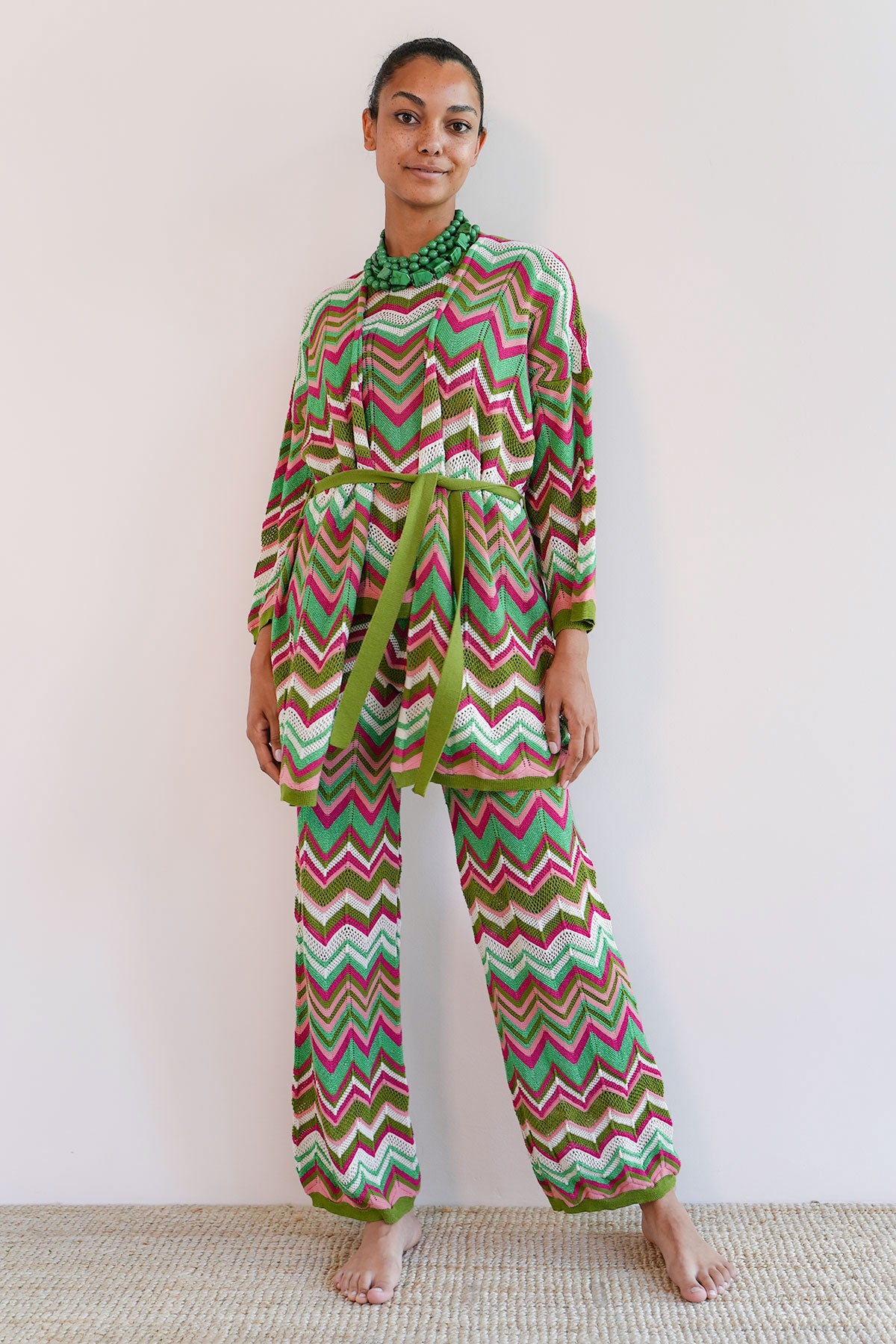 Zickzack Strickcardigan mit Lurex
