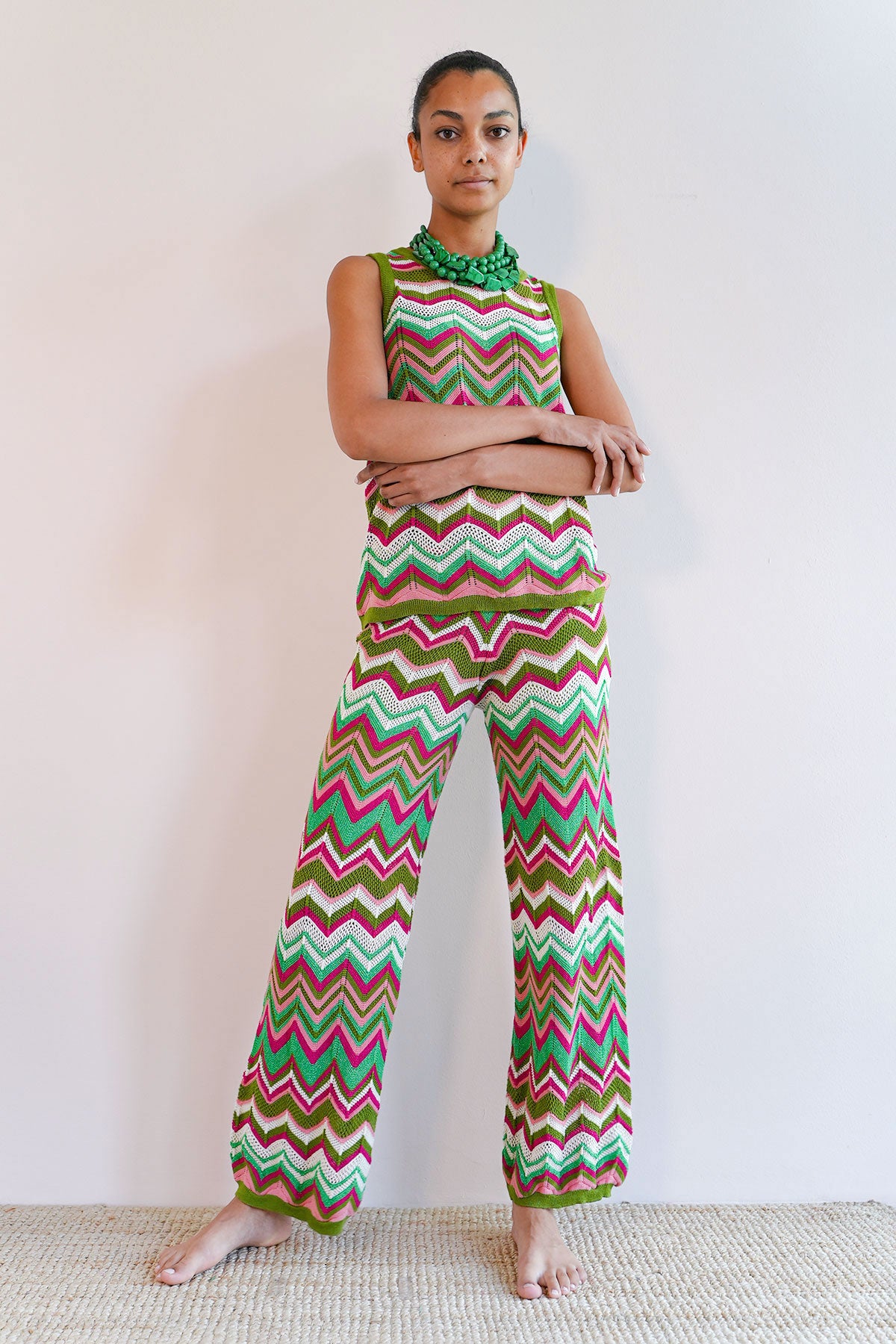 Zickzack Strickhose mit Lurex