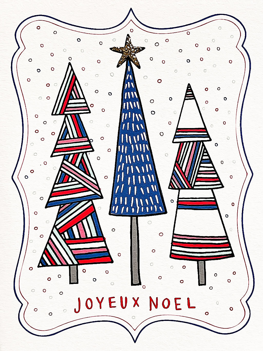 Weihnachtskarte Joyeux Noel Tannenbaum